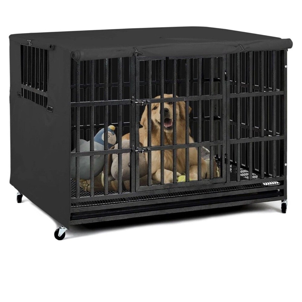 Explore Land Dog 38" Crate Cover Black Heavy Duty Polyester Pet Kennel Sunshade